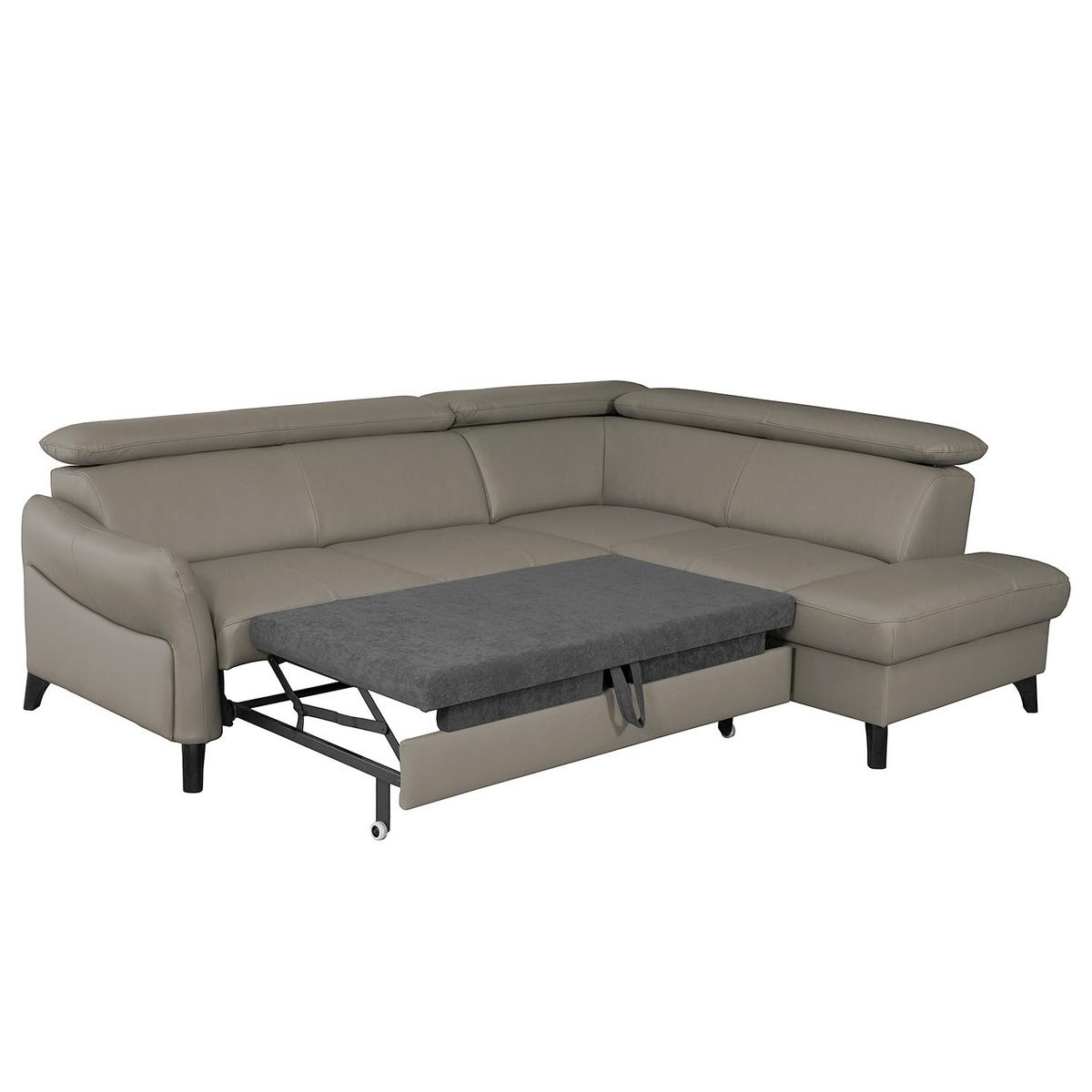 Ecksofa Note New Teilleder Schlammfarben 244x199 - Schlammfarben/Schwarz, Design, Leder/Textil (244/199cm) - Livetastic