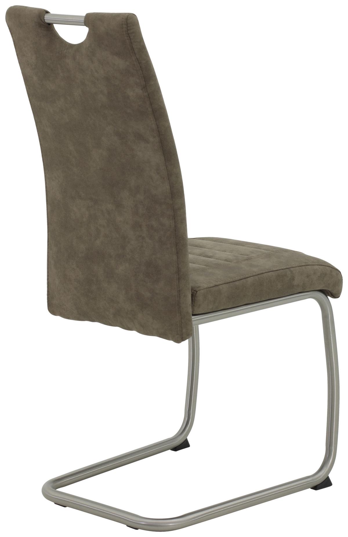 Schwingstuhl-Set Ulla S - Schlammfarben/Edelstahlfarben, MODERN, Textil/Metall (43/98/59cm) - MID.YOU