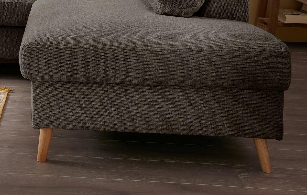 Ecksofa mit Schlaffunktion Valentina mit Kissen Braun - Braun/Naturfarben, KONVENTIONELL, Textil (230/200cm) - P & B