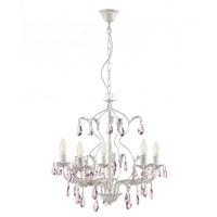 Kronleuchter 4920/5r - Weiß, KONVENTIONELL, Glas/Metall (53/100cm)