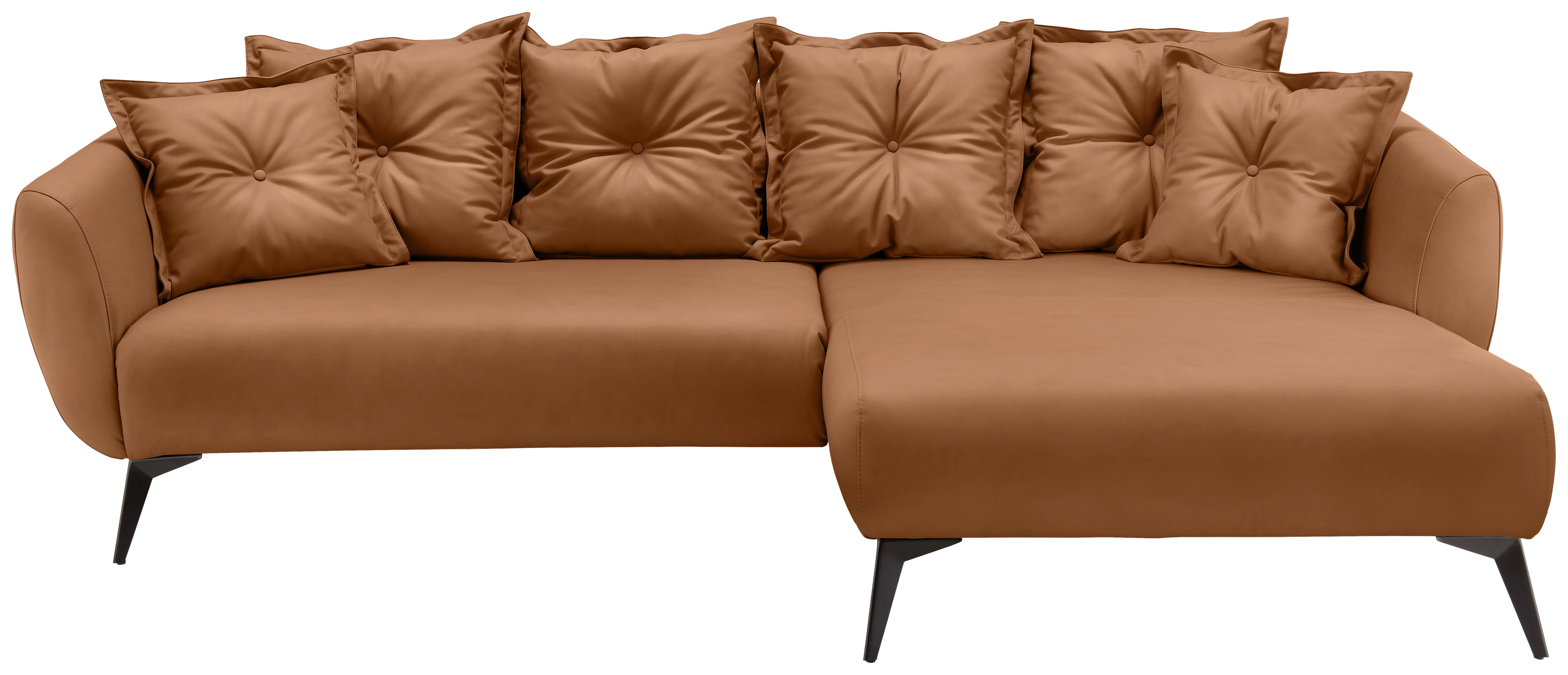Ecksofa Baggio Cognac S: 277x162 Cm - Cognac/Schwarz, MODERN, Textil (277/162cm) - Livetastic