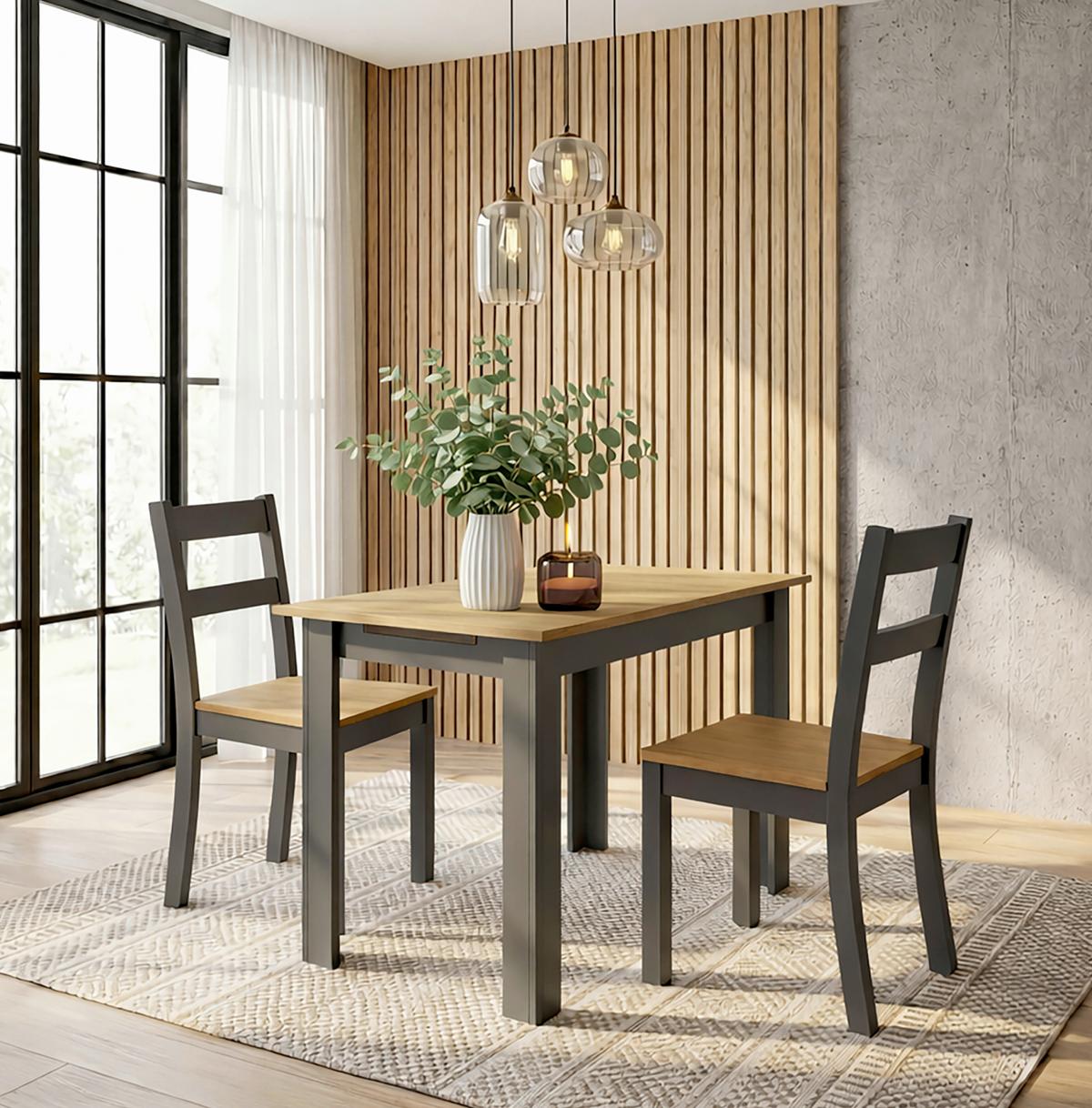 Esstisch Pesoli Anthrazit/Weiß L: 109cm - Anthrazit/Weiß, MODERN, Holzwerkstoff (109/75/80cm) - MID.YOU