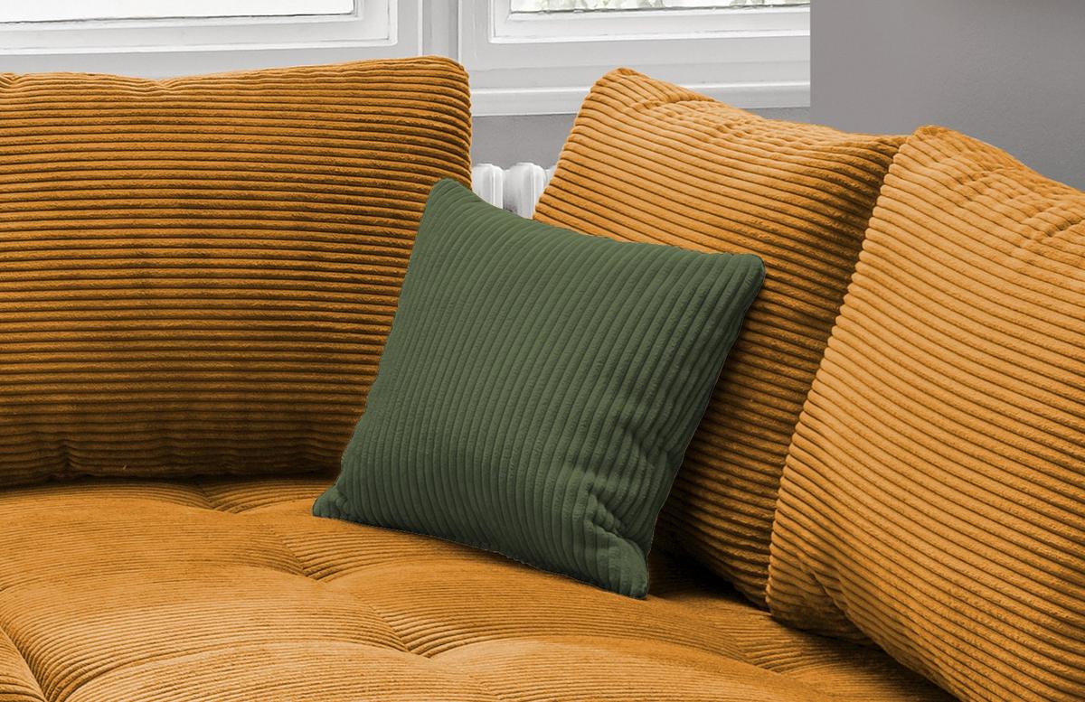 Rohová sedačka ALVITO, pravá, koňakový manšestr - černá/tmavě zelená, Design, dřevo/textil (298/202cm) - MID.YOU
