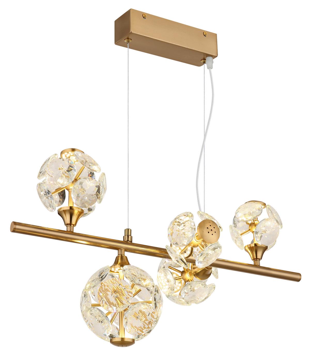 LED-HÄNGELEUCHTE 3000K, 42,5W - Klar/Goldfarben, KONVENTIONELL, Glas/Metall (61/31/150cm) - Globo
