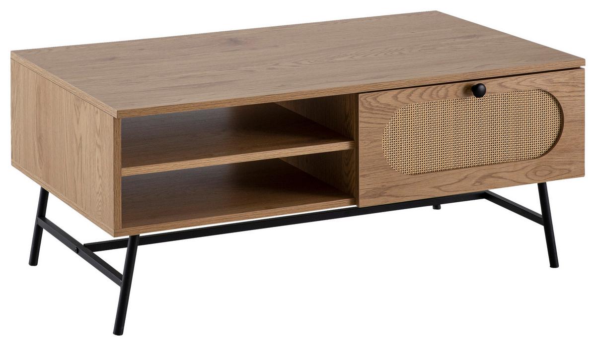 Couchtisch Schwarz L: 100 Cm - Eichefarben/Schwarz, Design, Holzwerkstoff/Metall (100/60/45cm) - MID.YOU