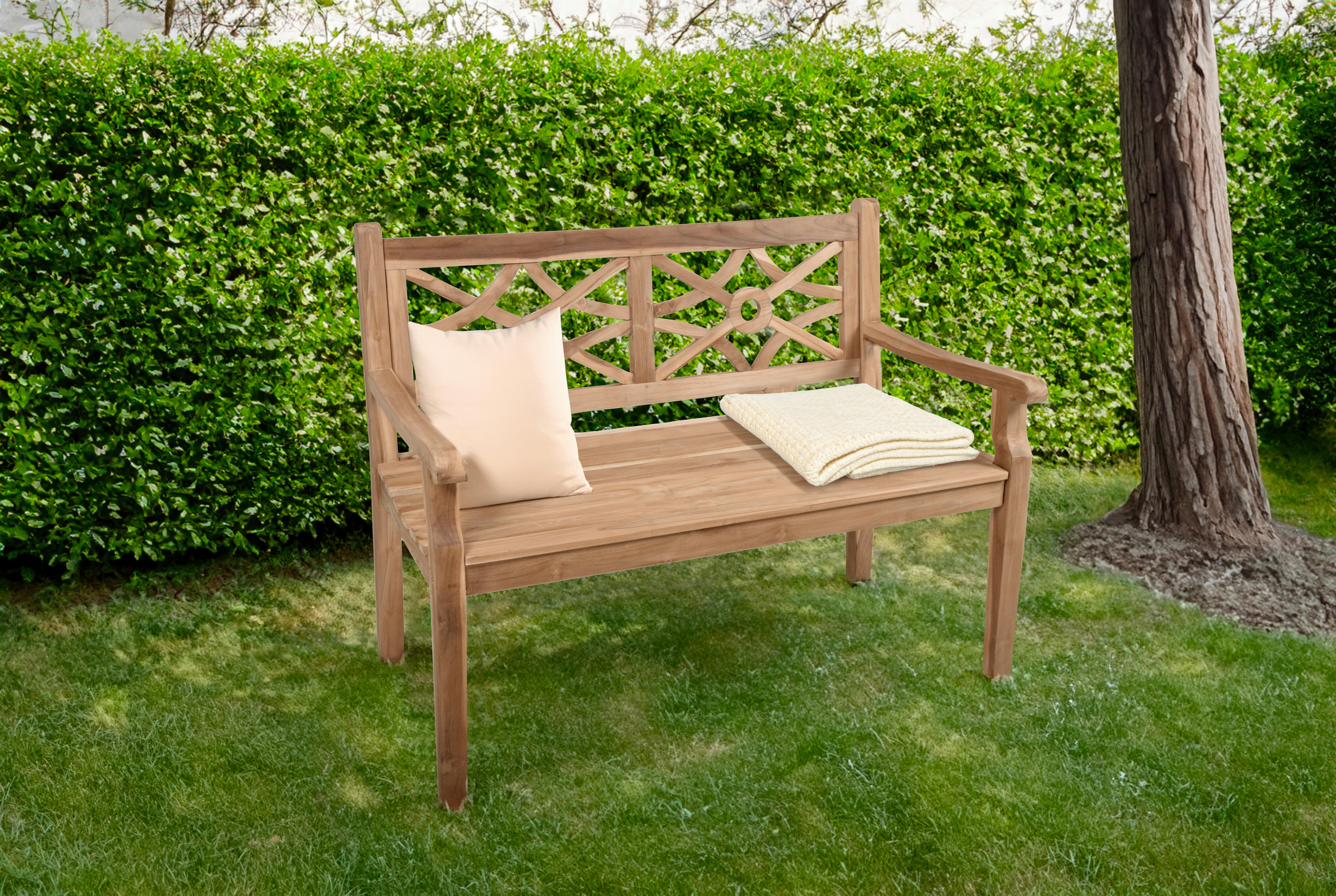 Gartenbank Holz Sayang 2-Sitzer - Braun/Teakfarben, MODERN, Holz (120/92/64cm) - Gardenson
