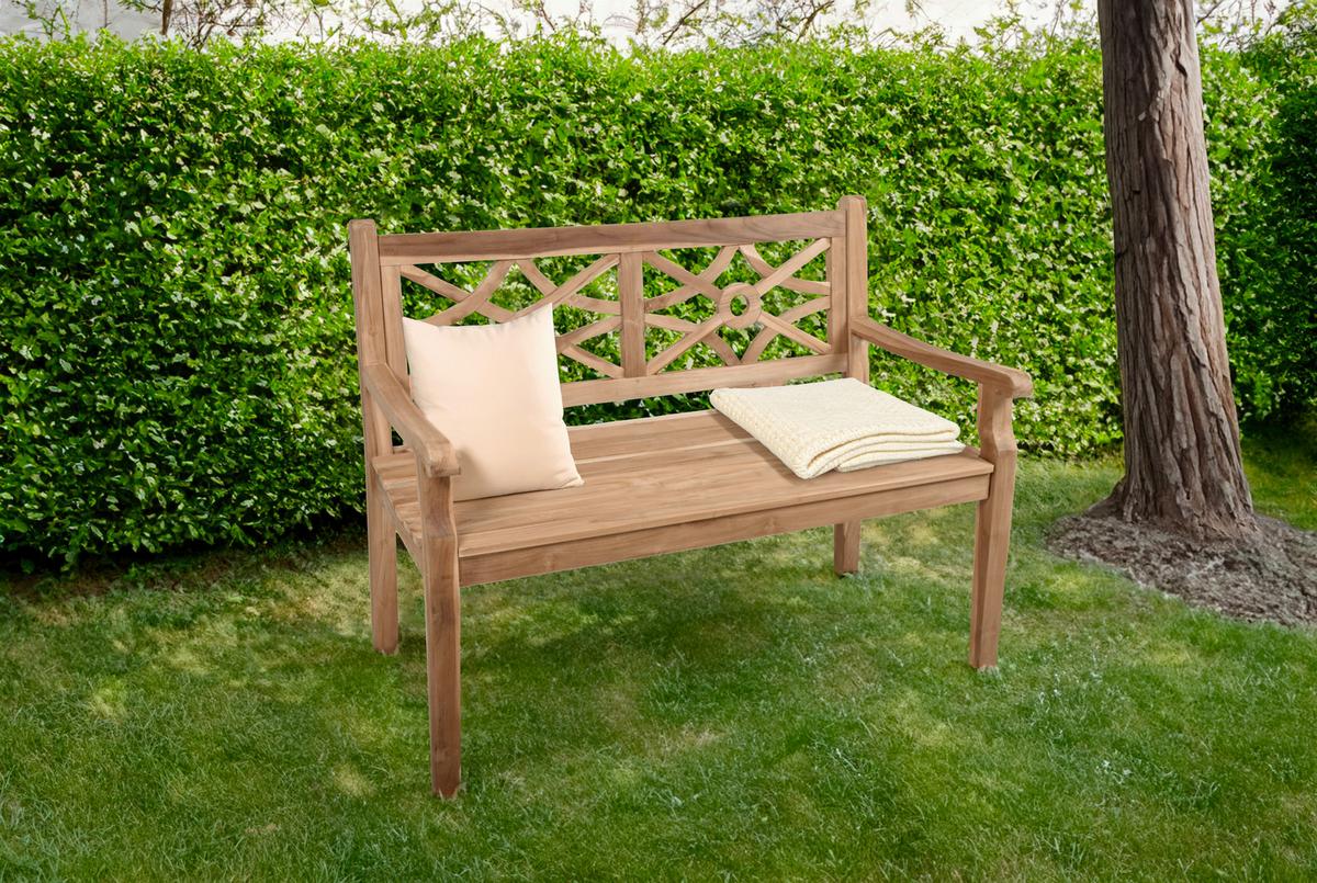 Gartenbank Holz Sayang 2-Sitzer - Braun/Teakfarben, MODERN, Holz (120/92/64cm) - Gardenson