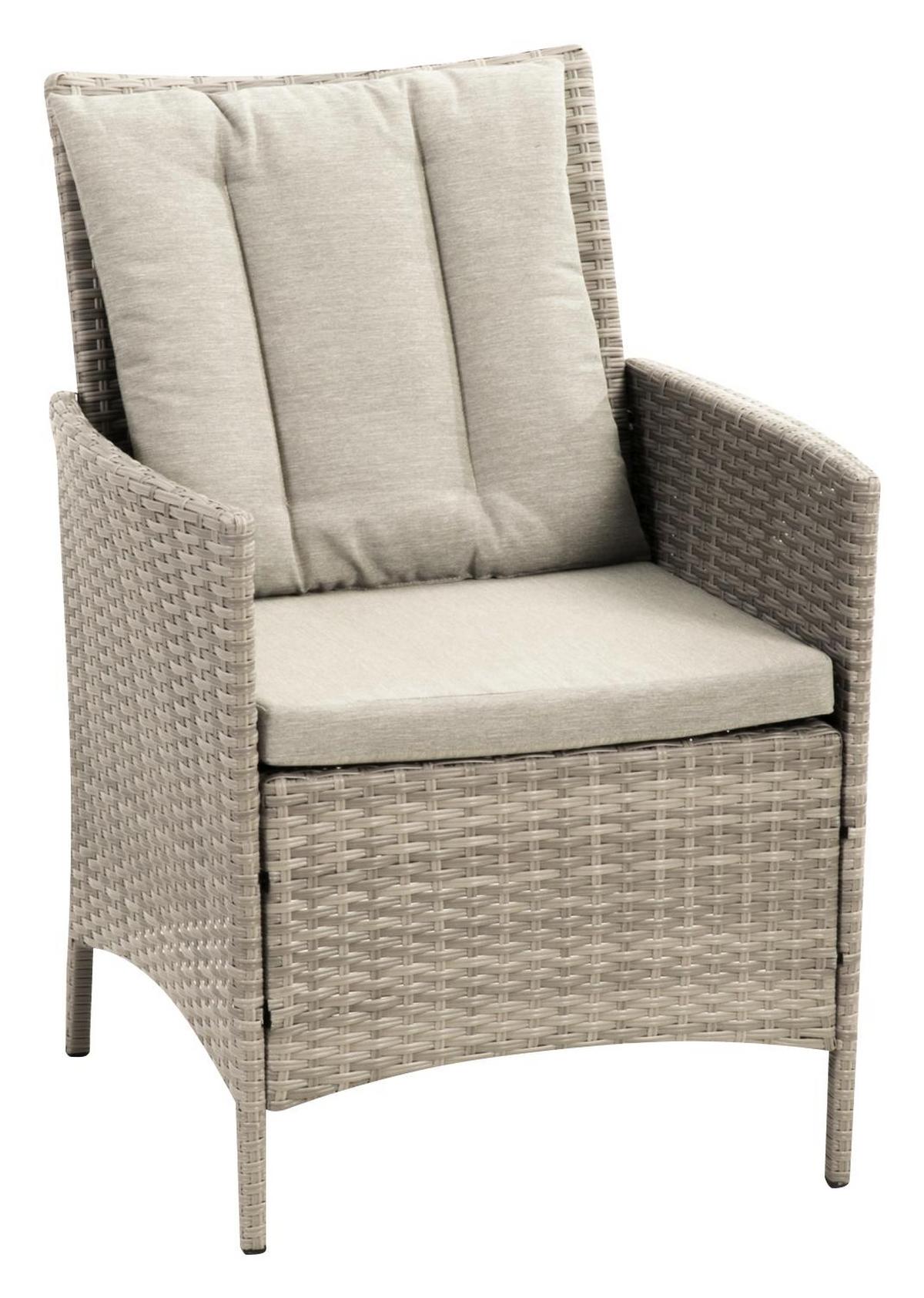 Loungegarnitur 4-tlg. Wien Kunststoffgeflecht Mit Kissen - Beige/Grau, MODERN, Kunststoff/Textil (140/68/80cm) - Gardenson