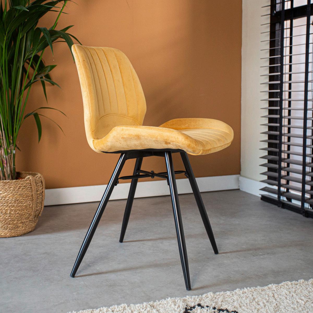 Stuhl-set Barron - Gelb/Schwarz, Design, Textil/Metall (47/82/55cm) - MID.YOU