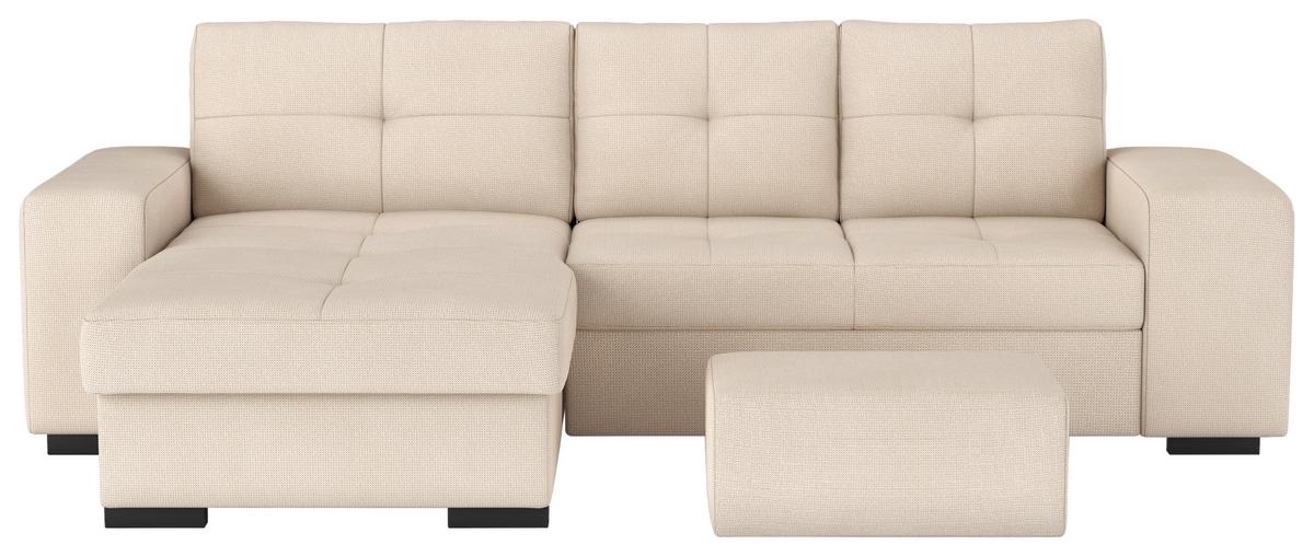 Eckschlafsofa Mattina Naturfarben S: 156x268 Cm - Schwarz/Naturfarben, MODERN, Textil (156/268cm) - MID.YOU