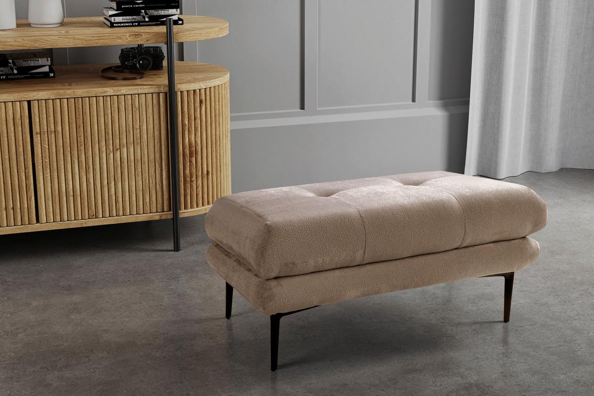 Hocker Ankona Beige/Schwarz, 80 cm - Beige/Schwarz, Design, Textil (80/48/80cm) - MID.YOU