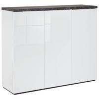 Skrinka na topánky MUNDI - sivá/biela, Modern, kov/kompozitné drevo (120/102/35cm) - Premium Living