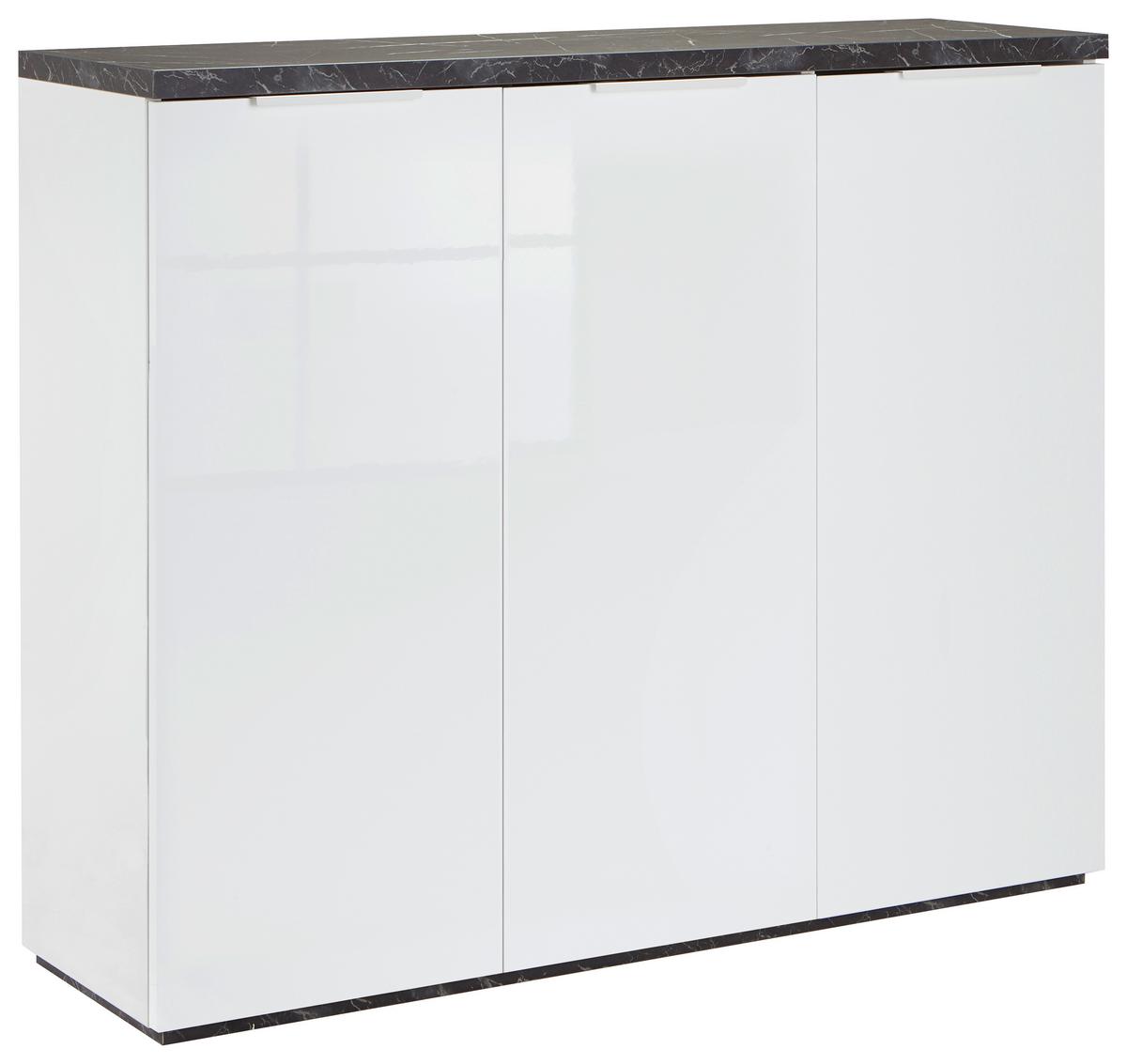 Skrinka na topánky MUNDI - sivá/biela, Modern, kov/kompozitné drevo (120/102/35cm) - Premium Living