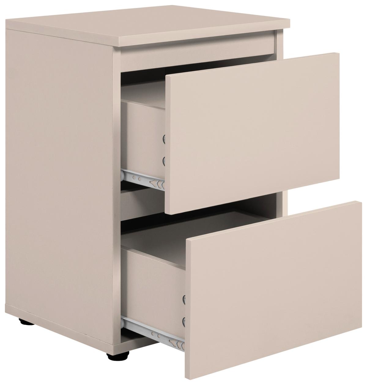 NACHTKÄSTCHEN NORSK  Beige Hochglanz H: 49cm - Beige/Schwarz, Basics, Holzwerkstoff (36/49/29cm)