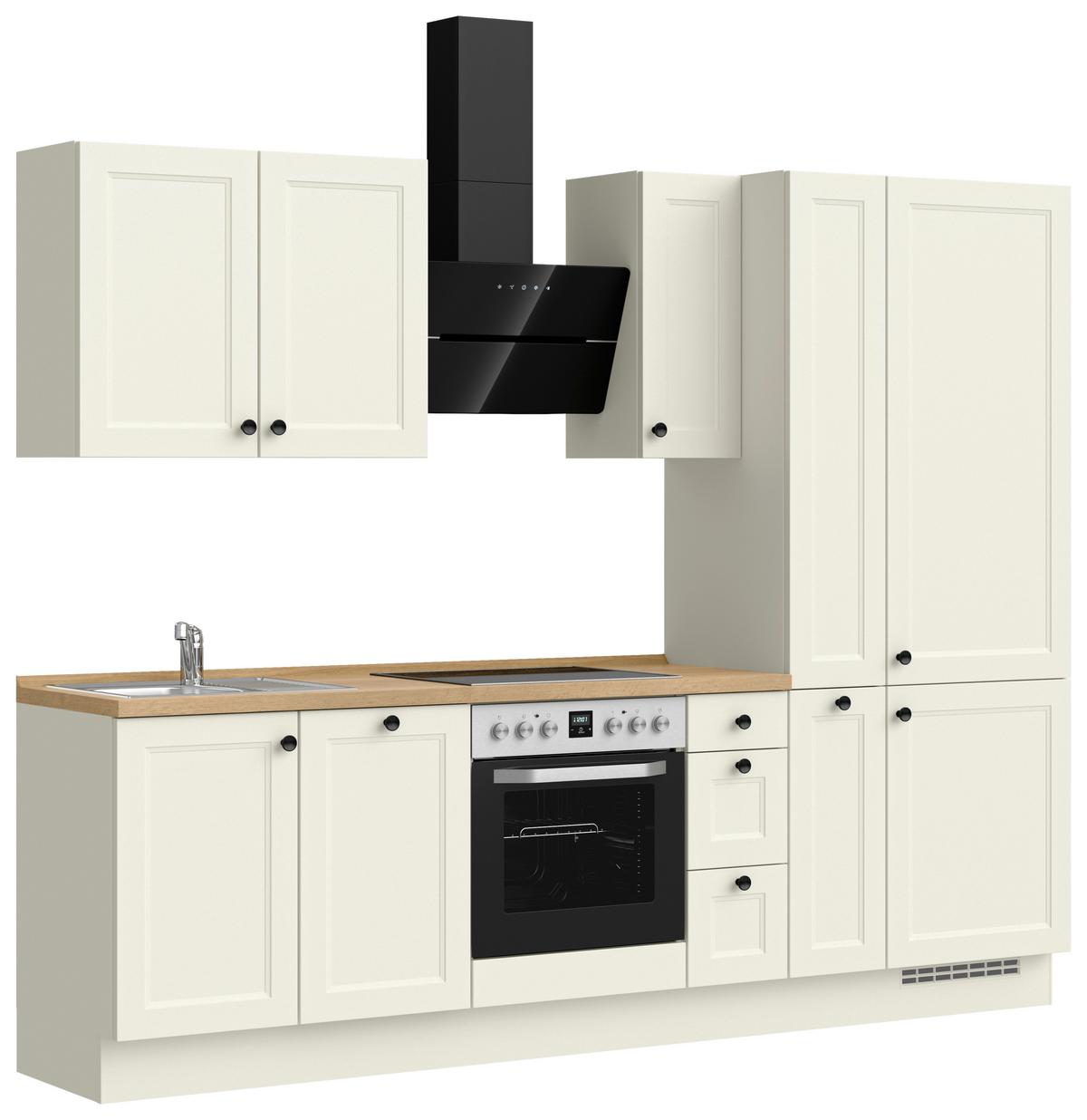 Kuchynská linka 270 cm, biela/dekor dub Sierra - čierna/biela, Modern, kov/kompozitné drevo (270cm) - Nobilia