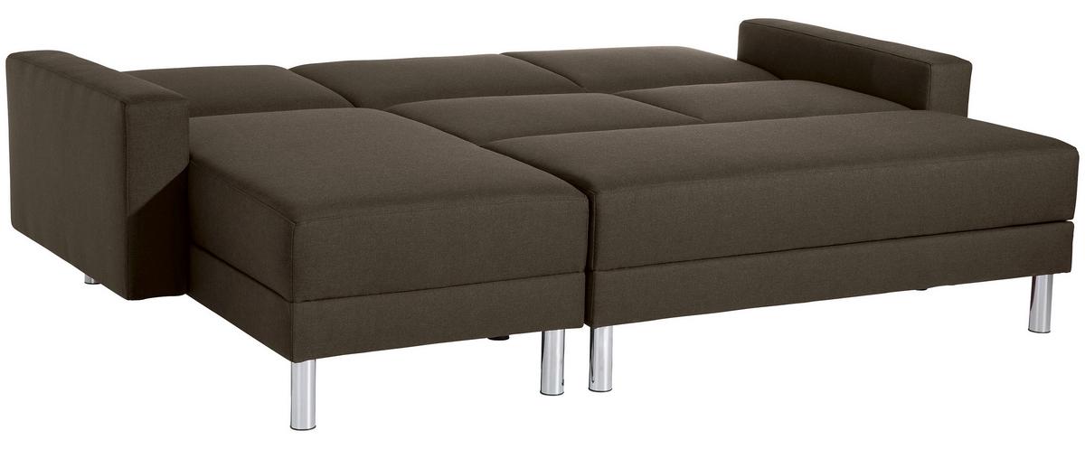 Ecksofa mit Schlaffunktion Just Fashion Braun - Chromfarben/Braun, KONVENTIONELL, Textil (152/230cm) - Max Winzer