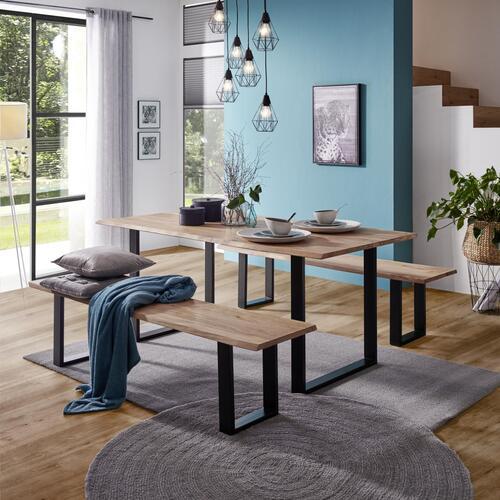 Obdĺžnikový jedálenský stôl RUNNER 160x90 cm - čierna/farba akácie, Natur, kov/drevo (160/90/76cm) - MID.YOU