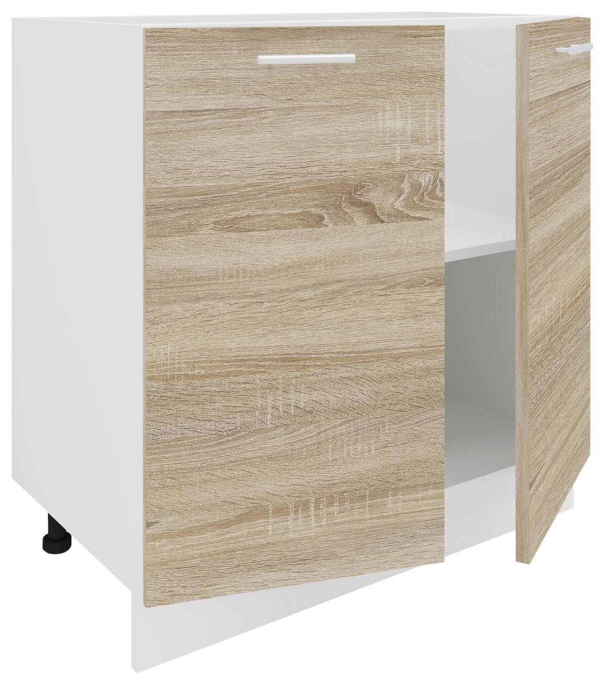 Küchenunterschrank Esilo B: 80 cm Weiß/Eiche Dekor - Weiß/Sonoma Eiche, KONVENTIONELL, Holzwerkstoff (80/82/46cm) - MID.YOU