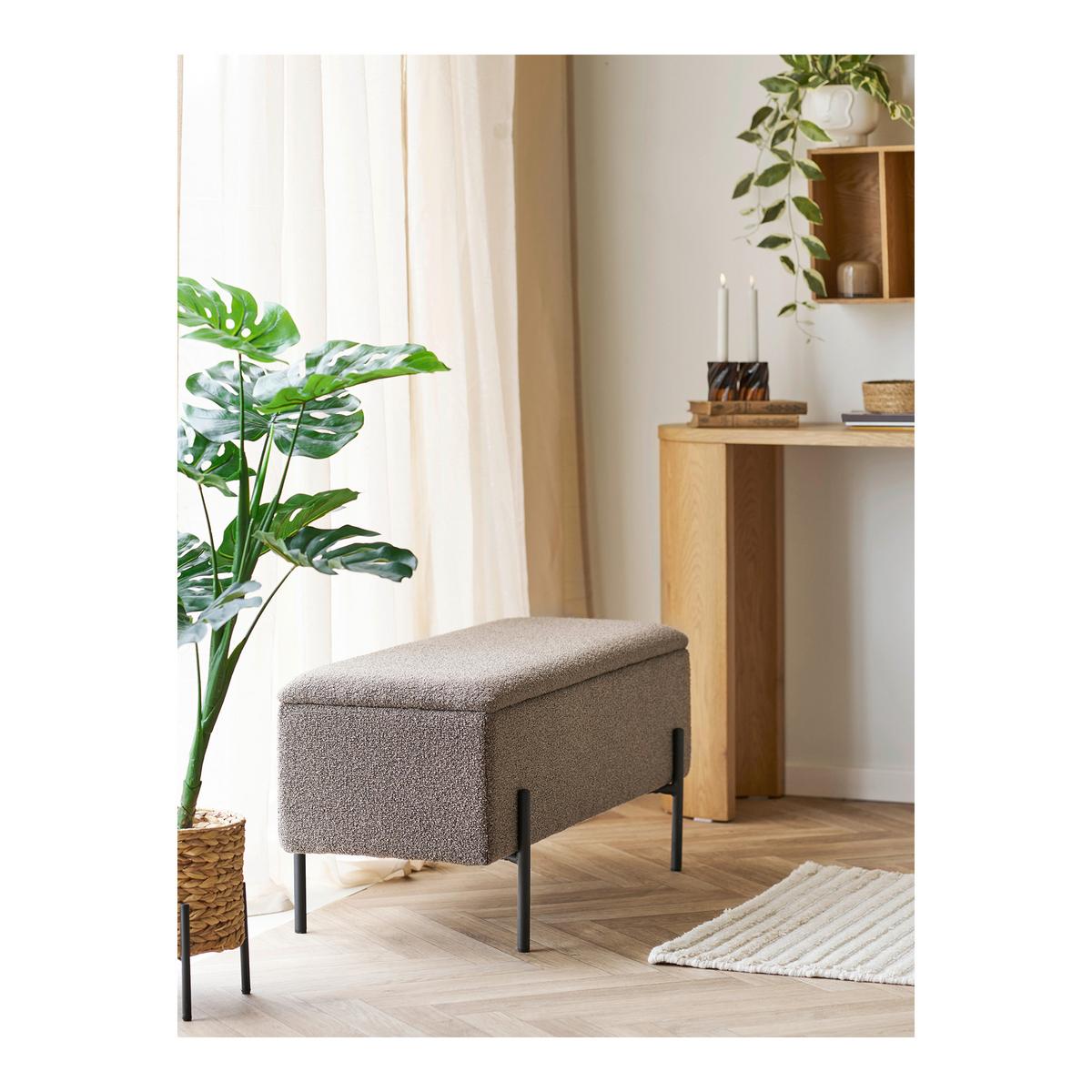 TRUHENBANK Watford Braun B: 95cm - Schwarz/Braun, Design, Holzwerkstoff/Textil (95/43/36,5cm) - MID.YOU