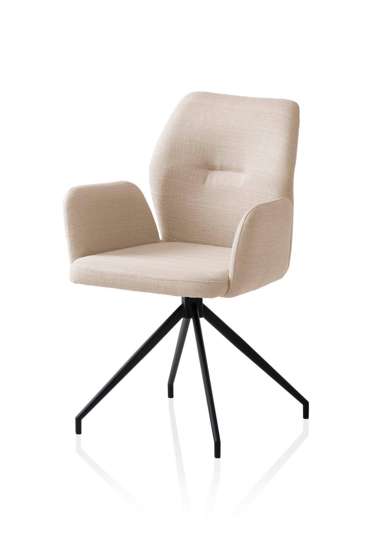 Armlehnstuhl Beige B: 59cm - Beige/Schwarz, MODERN, Textil/Metall (59/88/58cm) - Livetastic