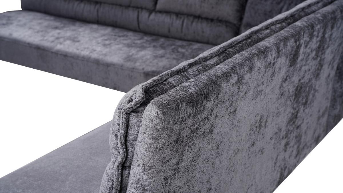 Eckbank  YURi Grau, Schenkel: 176x214 cm - Schwarz/Grau, LIFESTYLE, Textil/Metall (176-214/68/88cm) - Livetastic