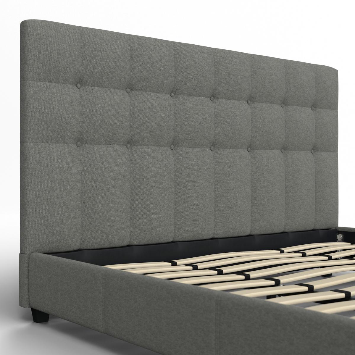 Čalouněná postel FREDERICO 180x200, světle šedá - černá/světle šedá, Moderní, kov/dřevo (180/200cm) - Bessagi Home