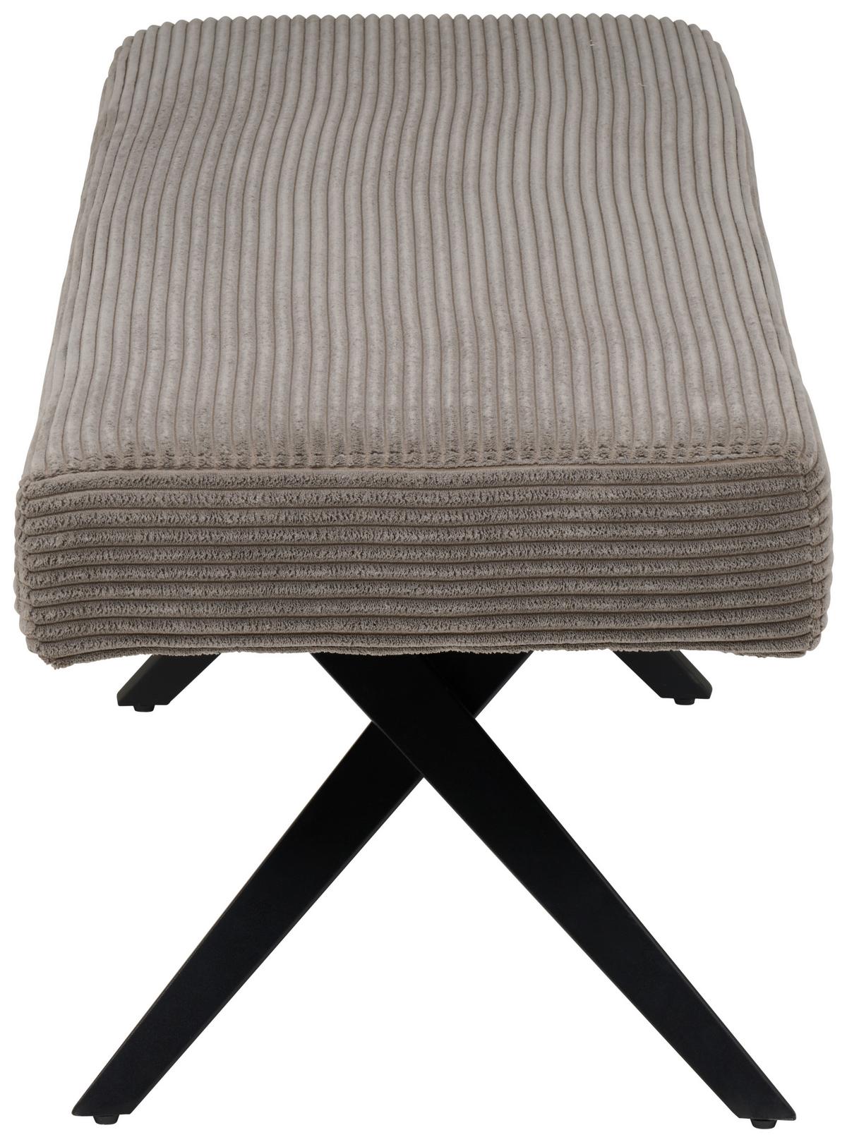 Sitzbank ohne Lehne Cord Dunkelgrau, B: 140 cm - Dunkelgrau/Schwarz, KONVENTIONELL, Textil/Metall (140/49/47cm) - MID.YOU