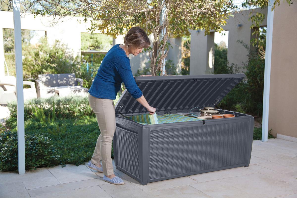 Kissenbox 987746 - Anthrazit, MODERN, Kunststoff (145/64/73cm) - Gardenson
