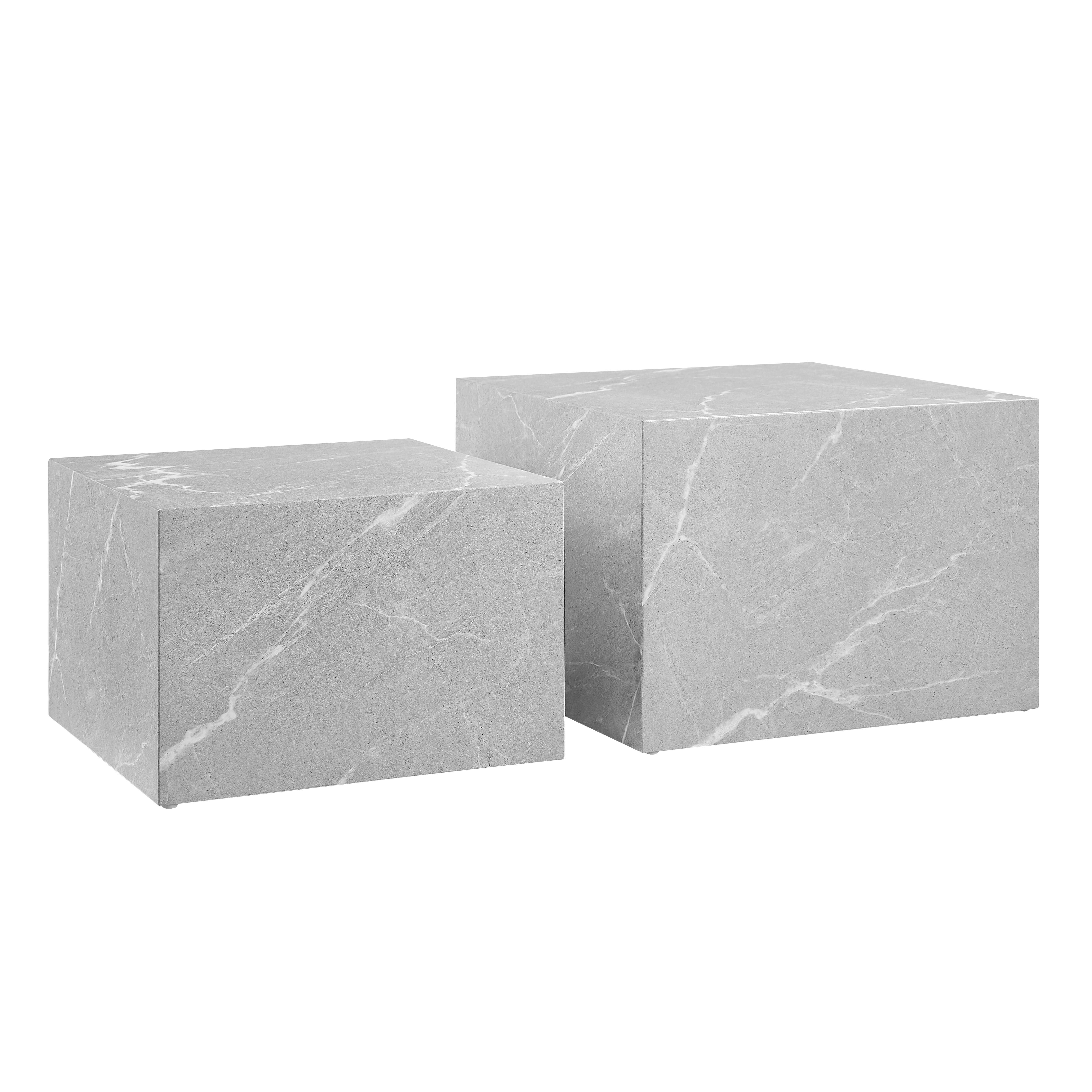 Couchtischset 2-teilig Grau - Grau, Design, Holzwerkstoff (58-50/58-50/40-33cm) - Livetastic