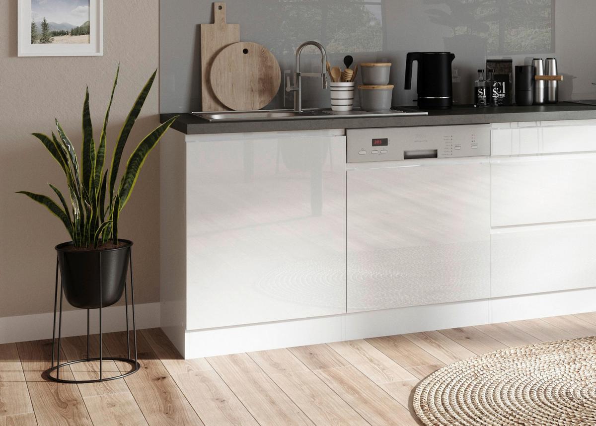 Spülenunterschrank Monza B: 120 Cm Weiß/grau 1 Türe - Weiß Hochglanz/Weiß, LIFESTYLE, Holzwerkstoff (120/86/60cm) - Held
