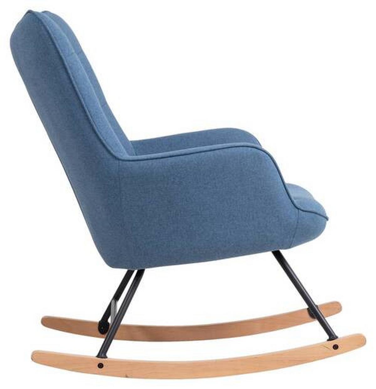 Schaukelstuhl mit Armlehnen Richie Echtholz/Webstoff Blau - Blau/Buchefarben, MODERN, Holz/Textil (72/92/92cm) - MID.YOU