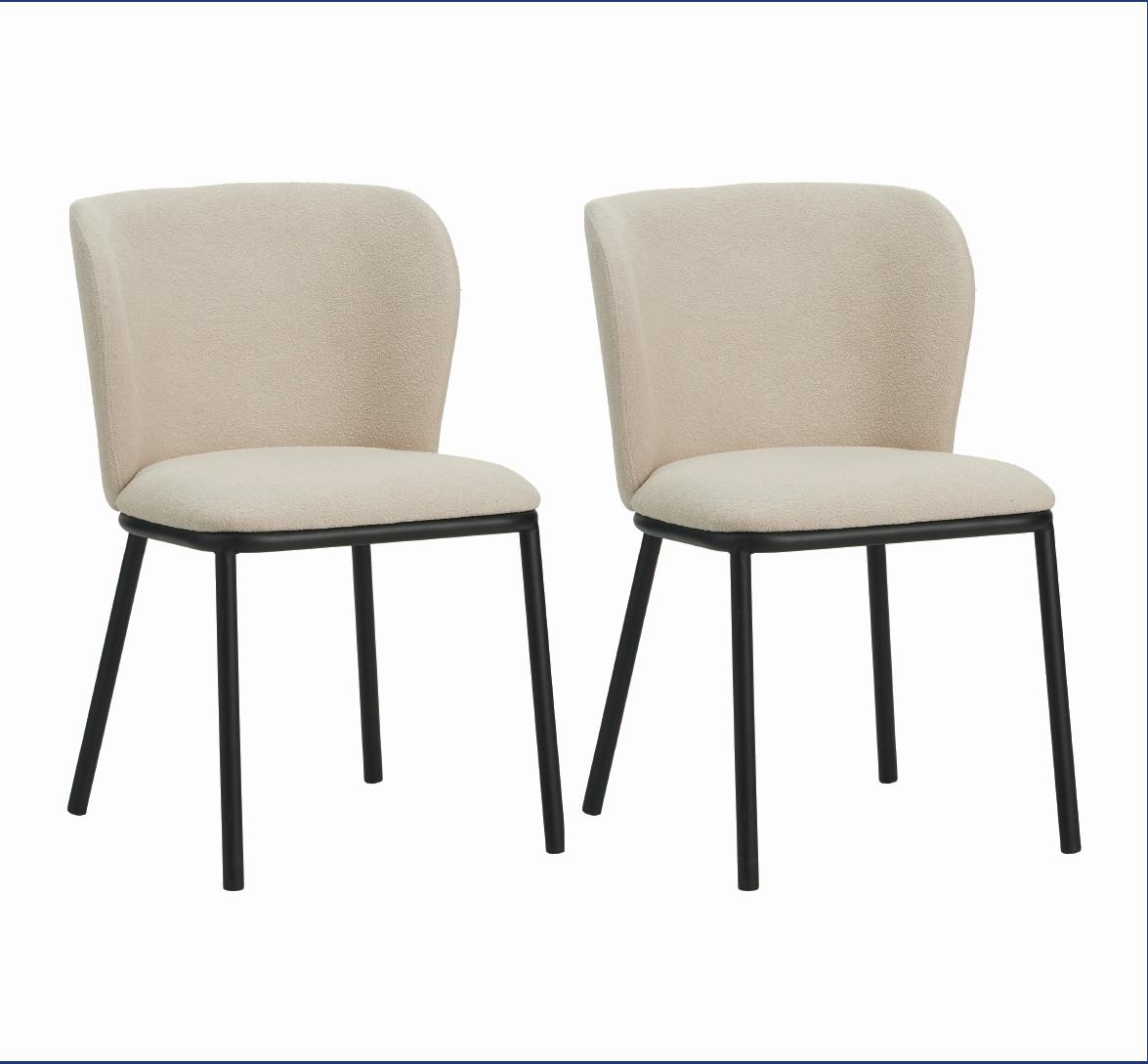 Stuhl-Set Bourges Beige B: 52 cm - Beige/Schwarz, MODERN, Textil/Metall (52/80/44cm) - MID.YOU