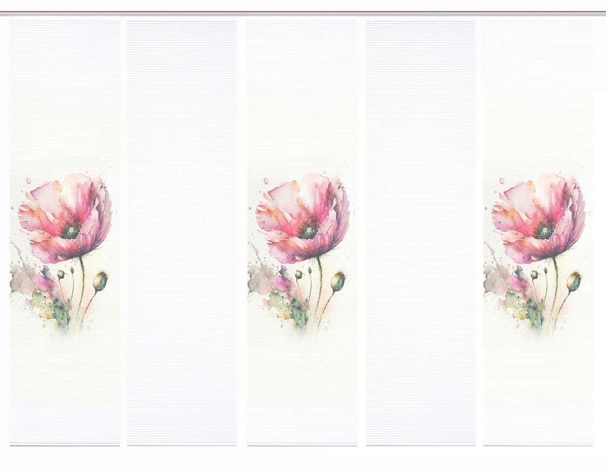 Flächenvorhang Meliora 5er Set - Salbeigrün/Rosa, Natur, Textil (60/245cm)