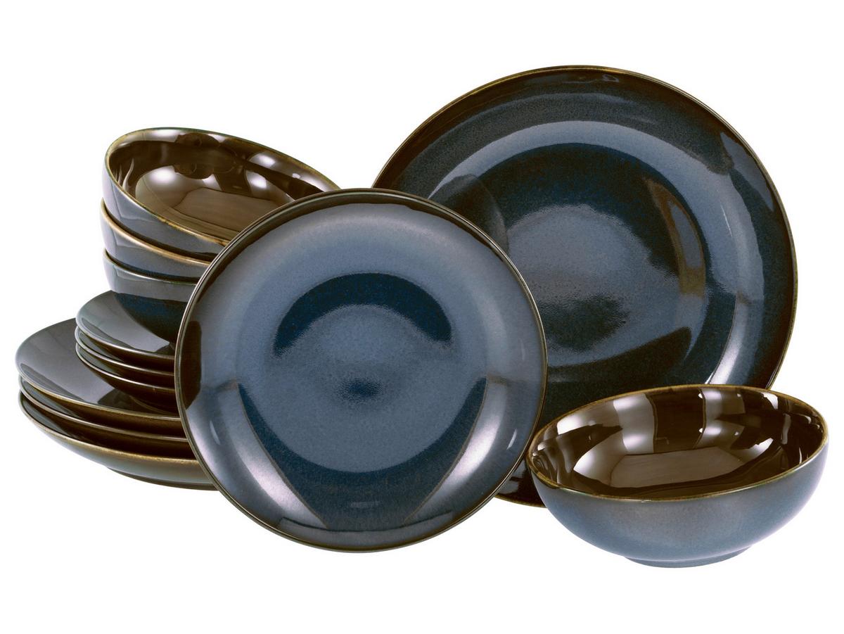 Tafelservice Mallorca Blau, Braun 12--Teilig - Blau/Braun, Basics, Keramik - Creatable