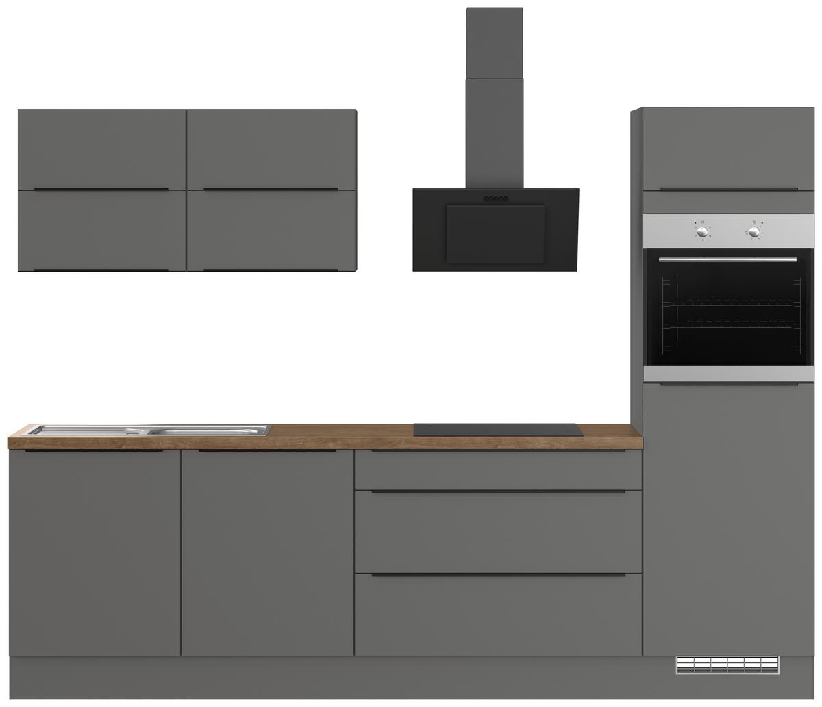 Küchenblock Ip3150 - Eichefarben/Graphitfarben, Trend, Holzwerkstoff (280cm) - Impuls