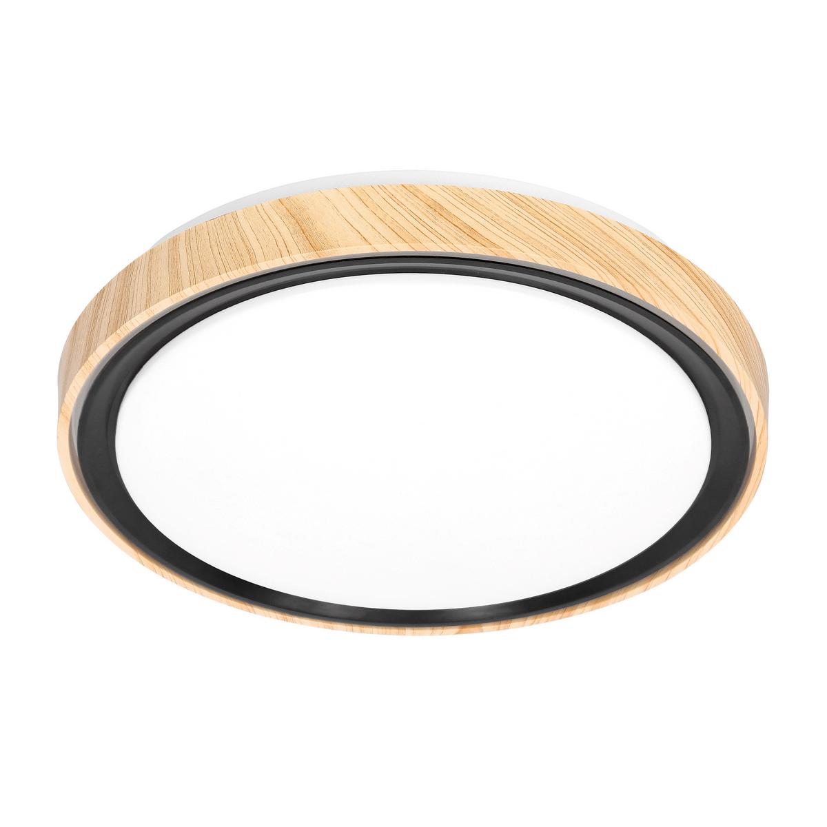 LED-Deckenleuchte 14-33932 Aflo - Eichefarben/Schwarz, Natur, Kunststoff/Metall (38/38/7.5cm)