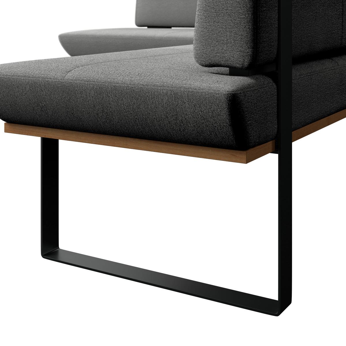 Eckbank Tristan Webstoff hellgrau, S:175x225cm - Hellgrau/Schwarz, MODERN, Holz/Textil (175/225cm) - James Wood