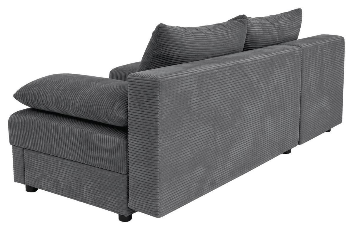 Ecksofa mit Bettfunktion Lima, Dunkelgrau, 195x140cm - Dunkelgrau/Schwarz, Trend, Holz/Kunststoff (195/140cm)