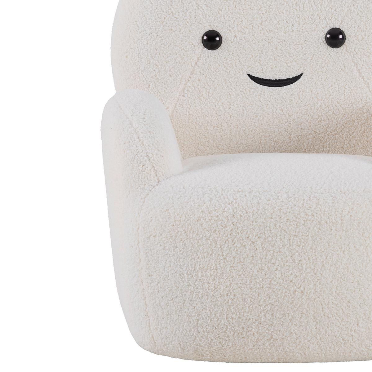 Křeslo KITTI, bílá tkanina TEDDY - bílá, Romantický / Rustikální, dřevo/textil (59/40/72cm) - Prenneis