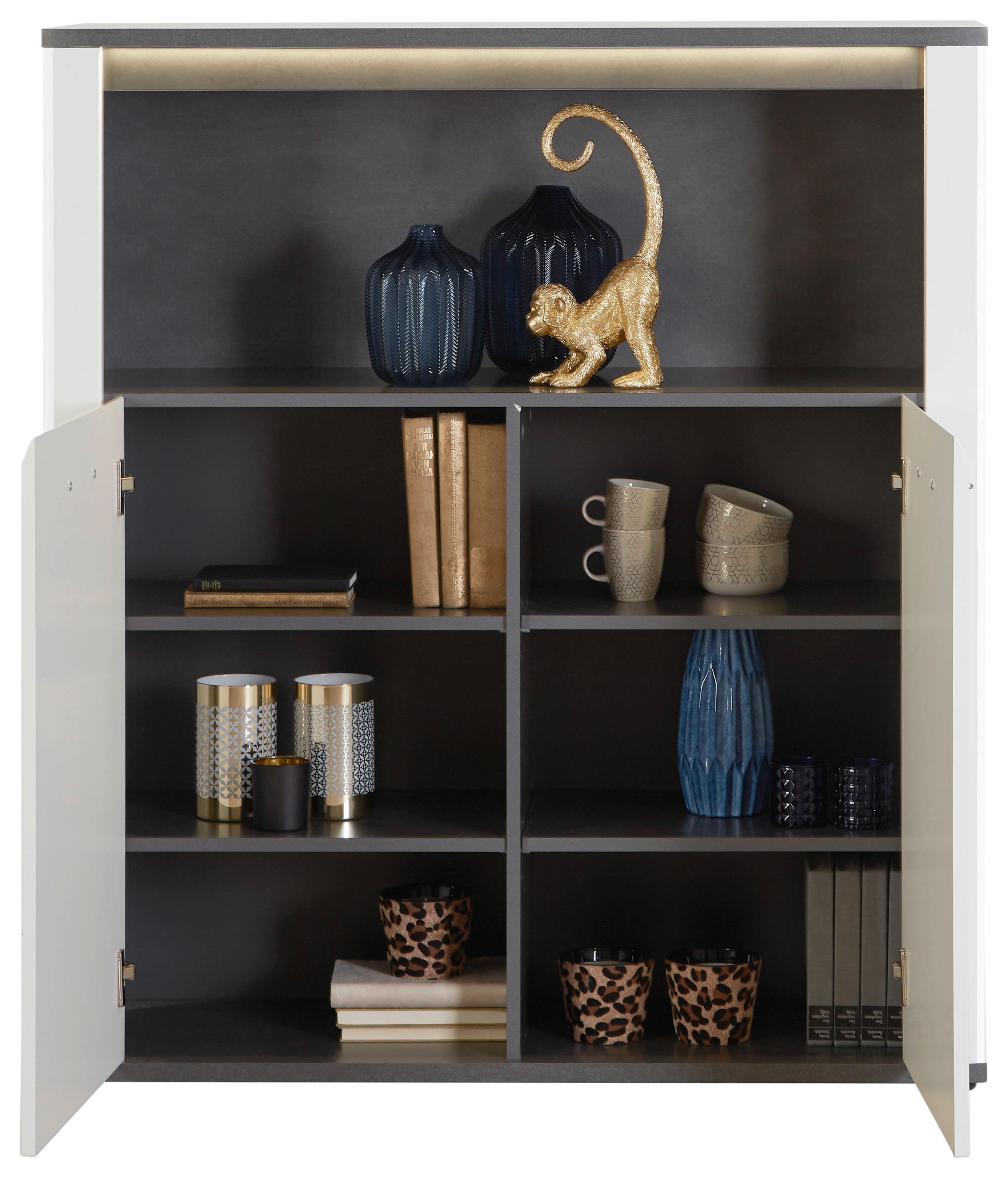 Highboard Mit Led B: 109 Cm Alassio, Weiß/matera - Chromfarben/Graphitfarben, MODERN, Holzwerkstoff (109/122/37,5cm) - Luca Bessoni