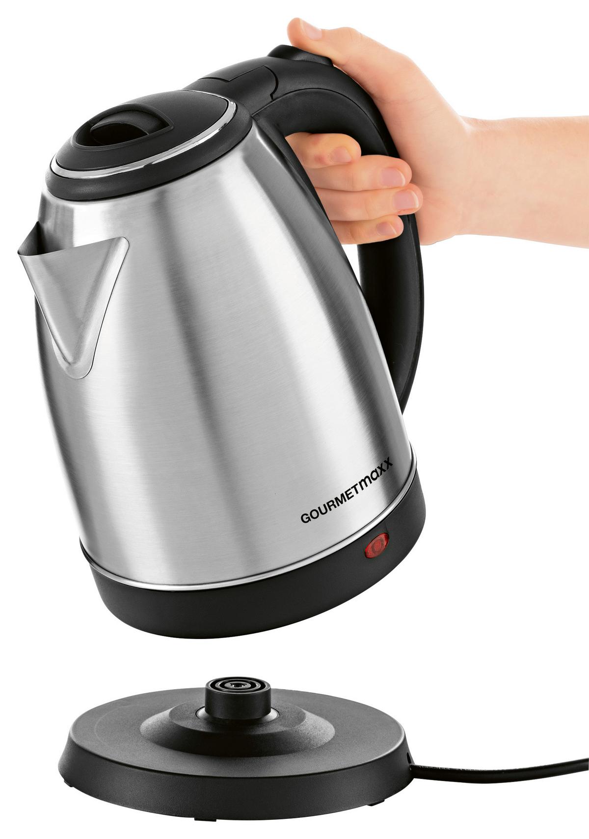 Wasserkocher Daniela Schwarz Edelstahl 1,8 L 1500w - Edelstahlfarben/Schwarz, Basics, Kunststoff/Metall (1,8l)