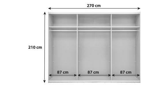 Schwebetürenschrank 270cm Alicante, Alpinlook/Betonoxid - Fichtefarben/Eichefarben, MODERN, Holzwerkstoff (270/210/60cm) - Luca Bessoni