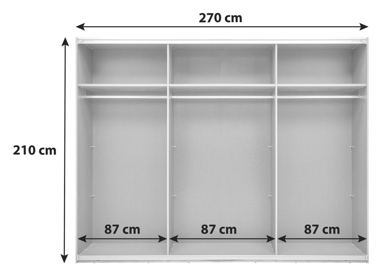 SKRIŇA S POSUVNÝMI DVERAMI ALICANTE - sivá/farba duba, Modern, kov/kompozitné drevo (270/210/60cm)