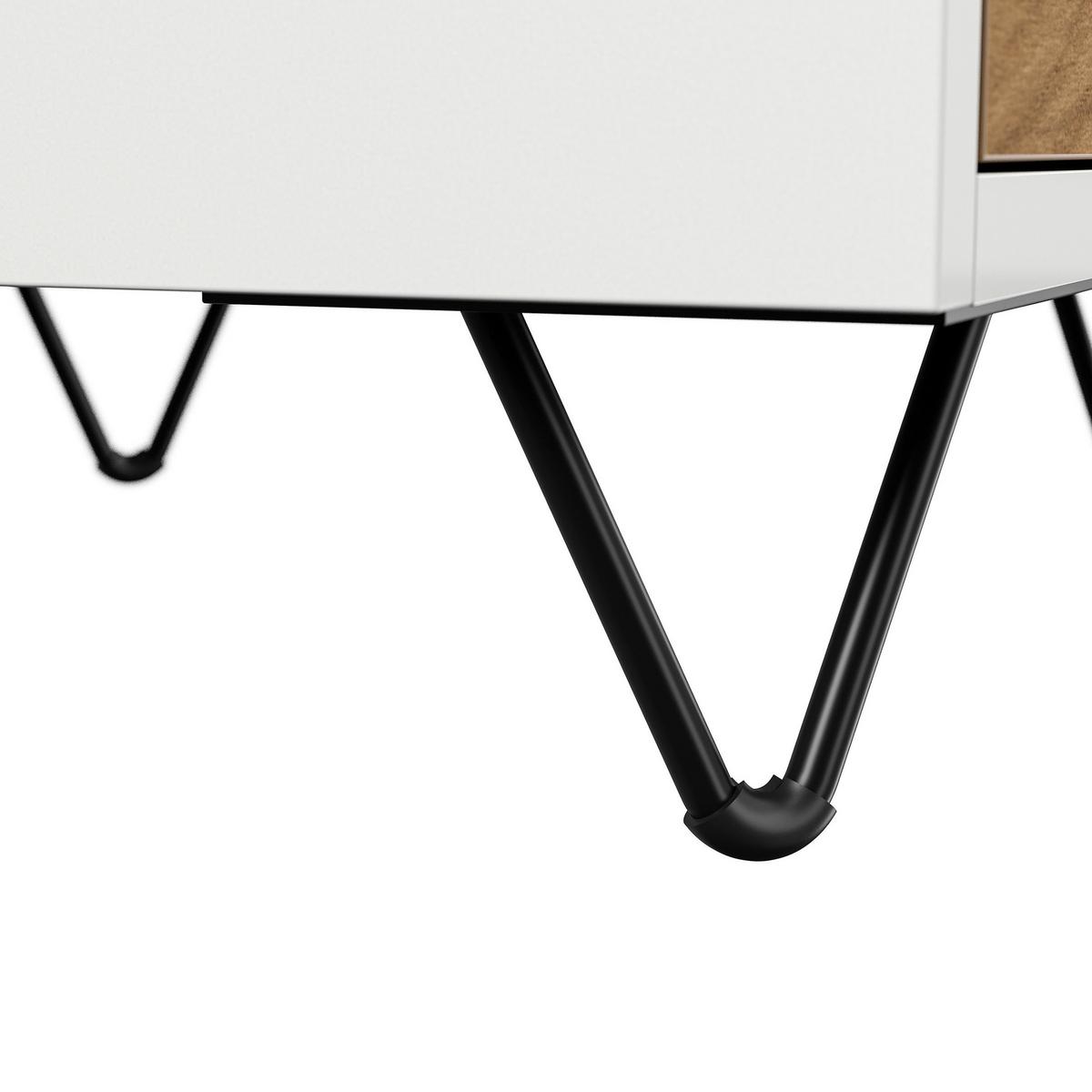 Nachttisch Industrial Weiß/Eichefarben B: 41,2cm - Eichefarben/Schwarz, Basics, Holzwerkstoff/Metall (41,2/65/42cm) - MID.YOU