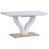 Ausziehtisch Jade 140 Az 140-180x76x90 Cm Weiß Hg - Weiß Hochglanz/Goldfarben, KONVENTIONELL, Holzwerkstoff/Metall (140-180/76/90cm) - MID.YOU