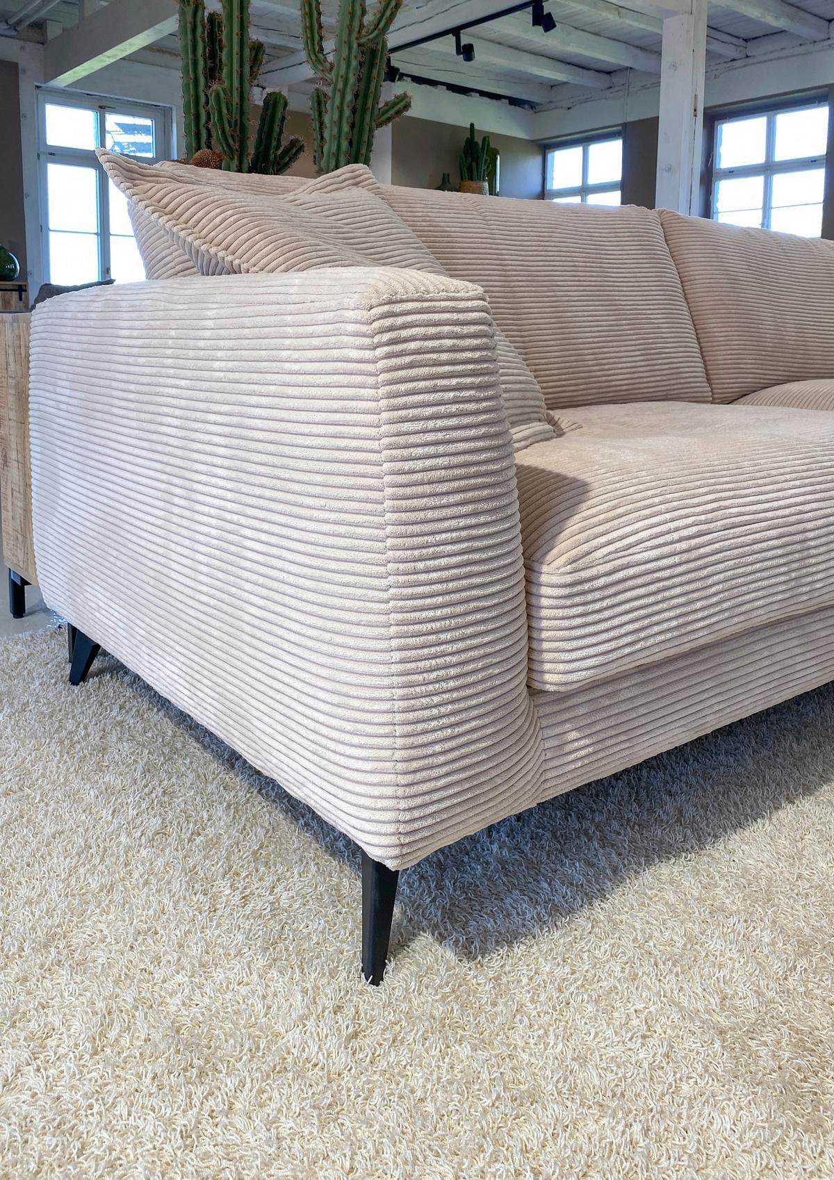 Ecksofa Macau, Beige S: 270x140 cm - Beige/Schwarz, LIFESTYLE, Textil (270/140cm) - Livetastic