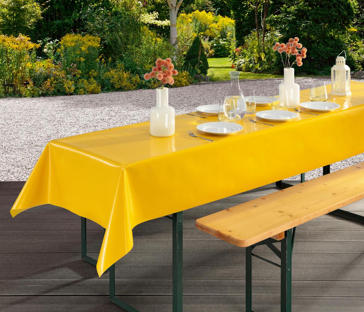 Tischdecke Party - Gelb/Rot, LIFESTYLE, Kunststoff (100/250cm)