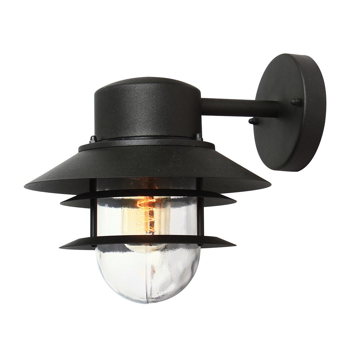 AUSSENWANDLEUCHTE COPENHAGEN-BK - Schwarz, KONVENTIONELL, Glas/Metall (22/23,6cm) - Elstead Lighting