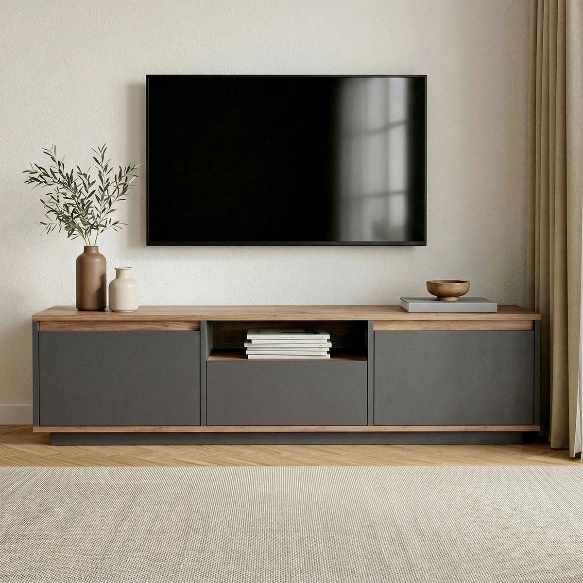 TV-ELEMENT Anthrazit/Pinienfarben B:160cm - Anthrazit/Pinienfarben, MODERN, Holzwerkstoff (160/42/30cm)