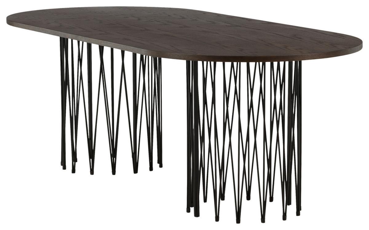 Esstisch Stone - Dunkelbraun/Schwarz, Design, Holz/Metall (220/100/74cm) - Livetastic